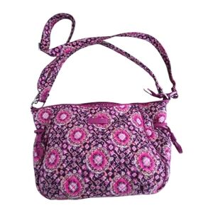 Vera Bradley Raspberry Medallion Glenna Hobo Cotton Satchel Shoulder Bag